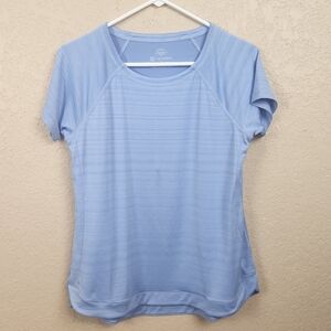 T BY TALBOTS Light Blue Striped Women's UPF 50+ Top Small (5211)